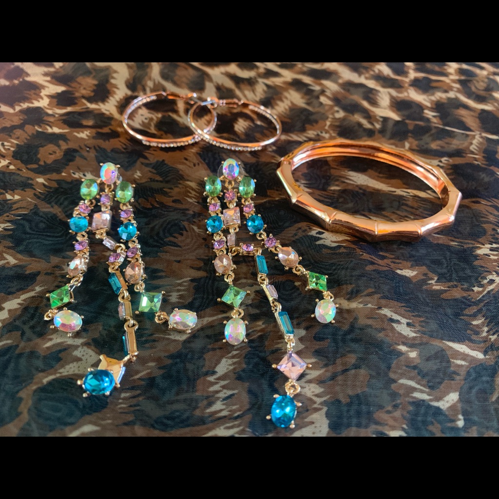 Crystal Earings And Gold Bracelet!